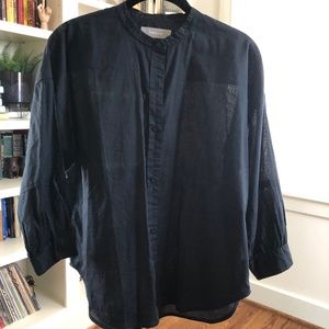 Everlane The Collarless Air Shirt in Black- Size 4